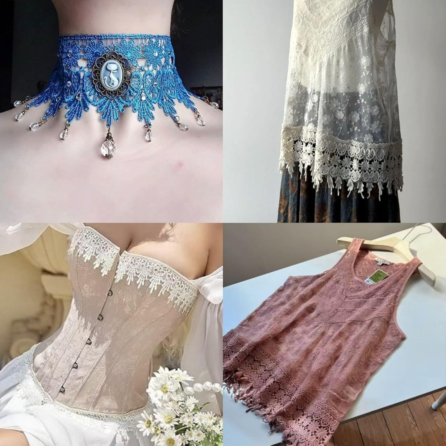 GXTIZAS Blue Lace Trim 5 Yards Wide Venise Lace Ribbon Embroidered Edge Trim for Sewing Crafts Pillow Case