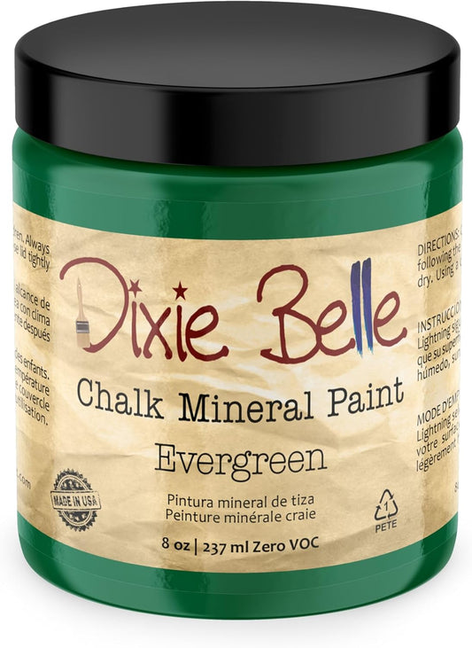 Dixie Belle Paint Company Chalk Finish Furniture Paint - Evergreen (8oz) - Matte Bold Green Chic Chalk Mineral DIY Furniture Paint