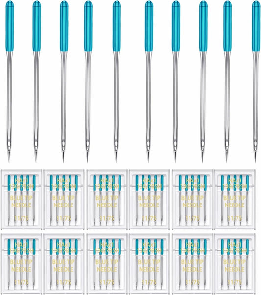HONEYSEW 60 Pieces Sewing Machine Needles Universal Regular Point Machine Needles for Home Sewing Machine Compatible with Singer, Brother and Old Sewing Machine (Blue, Size 11-60PCS)