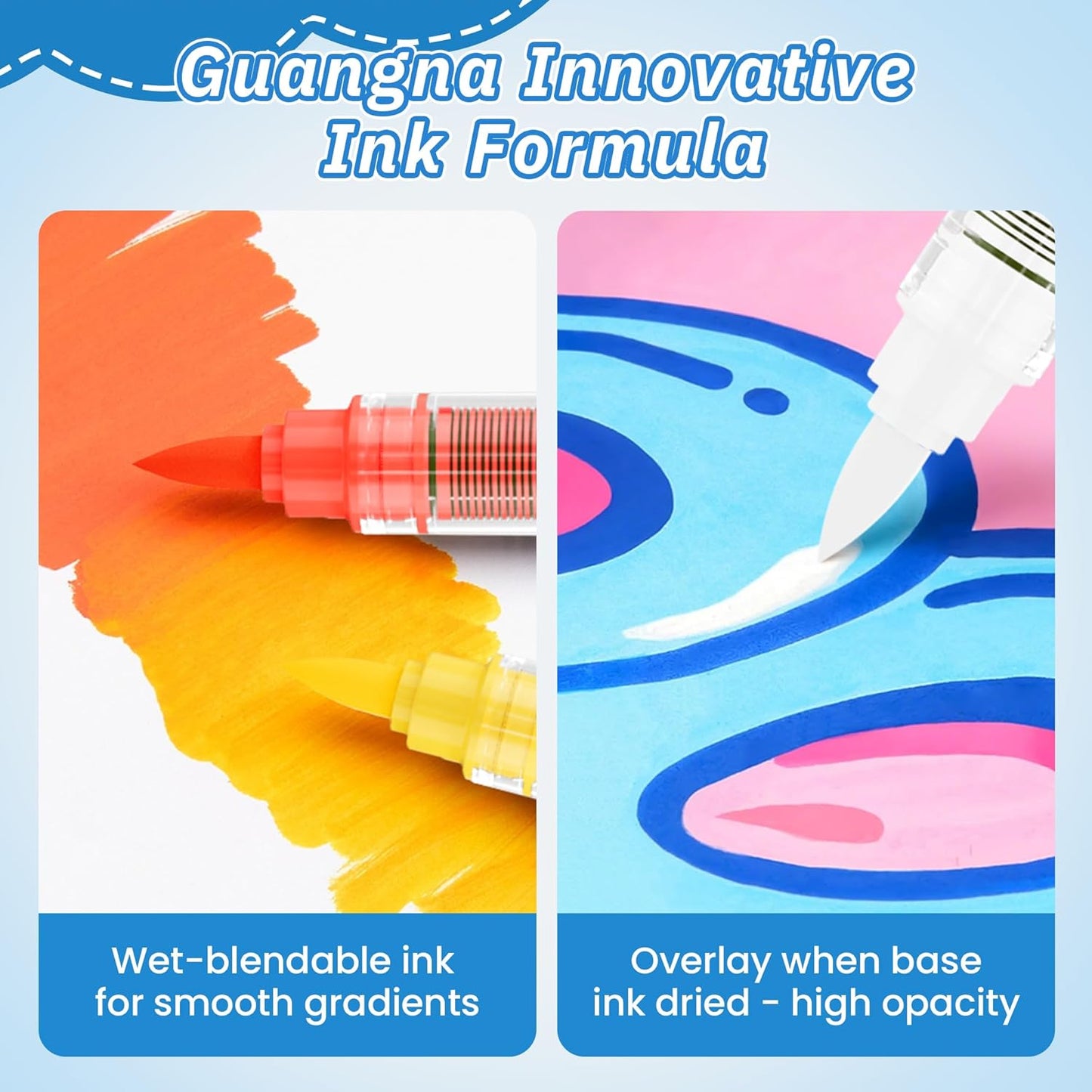 Guangna 168 Acrylic Paint Markers, Brush Tip Acrylic Paint Pens, Quick-Drying Waterproof Ink, for Rock Painting Plastic Wood Canvas Glass Ceramic Metal Art Crafts Supplies Gift