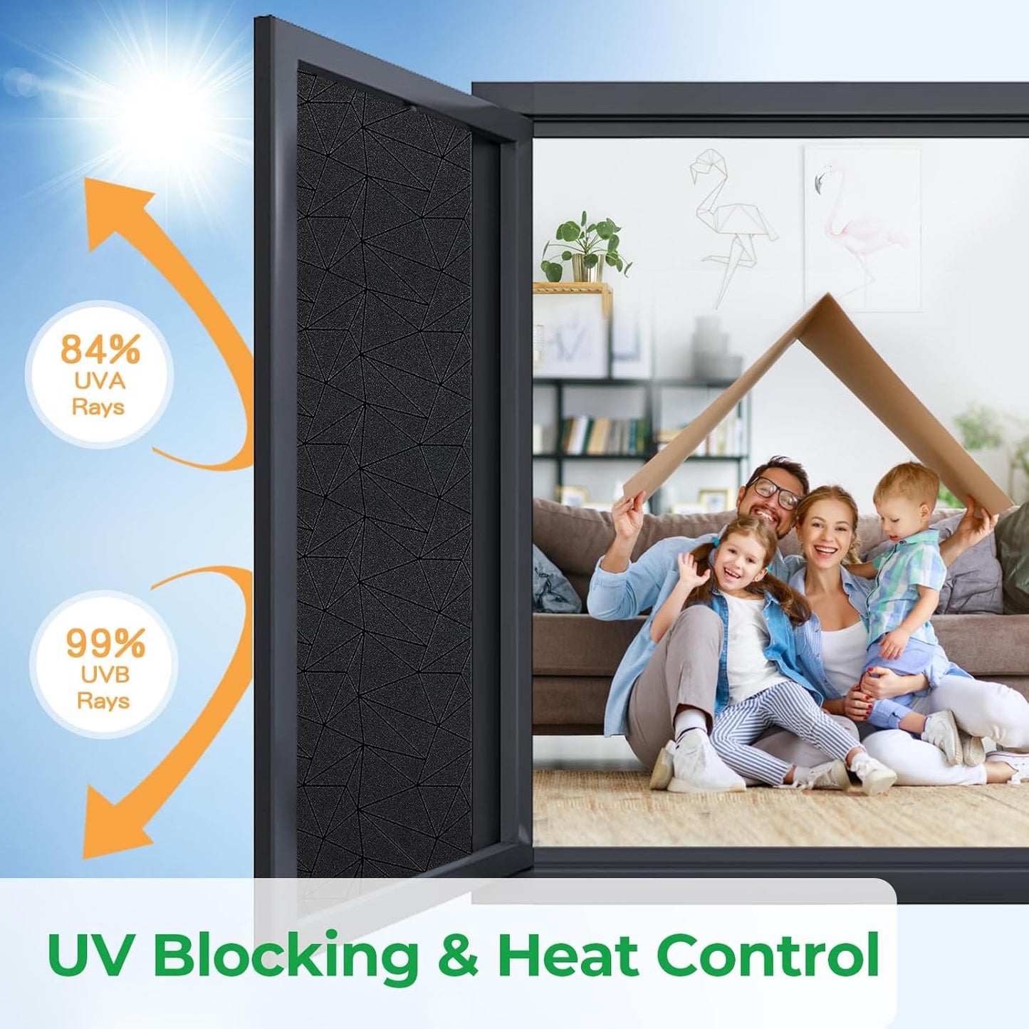 Coavas Blackout Window Privacy Film, Frosted Glass Static Cling, Decorative for Bathroom Door, UV Blocking Window Cling, Non-Adhesive Vinyl Sticker, Day and Night Windows Tint for Home,35.4x78.7 Inch