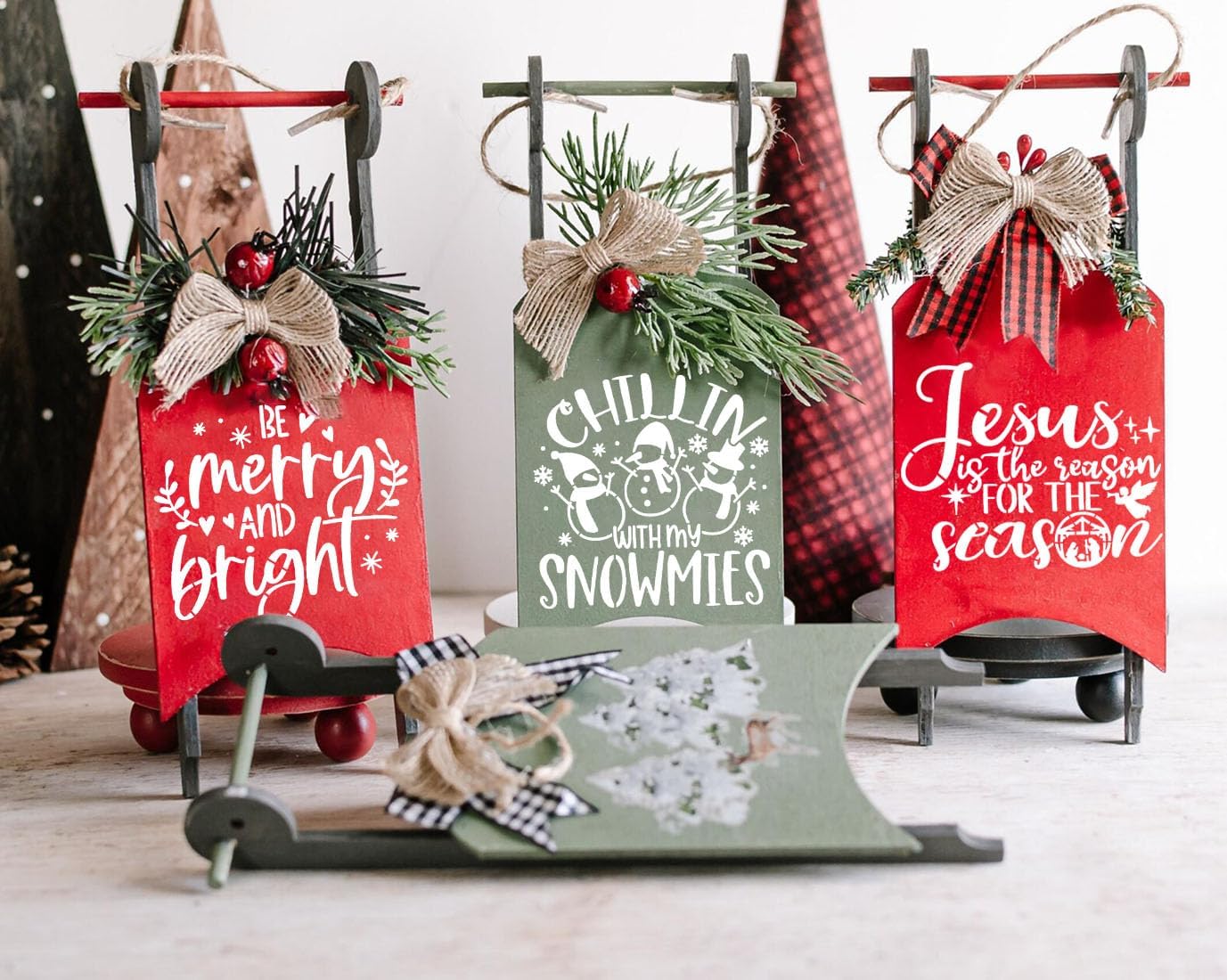 Christmas Stencils for Crafts Reusable 6” Christmas Stencil Xmas Holiday Stencils for Painting on Wood Fabrics Decor