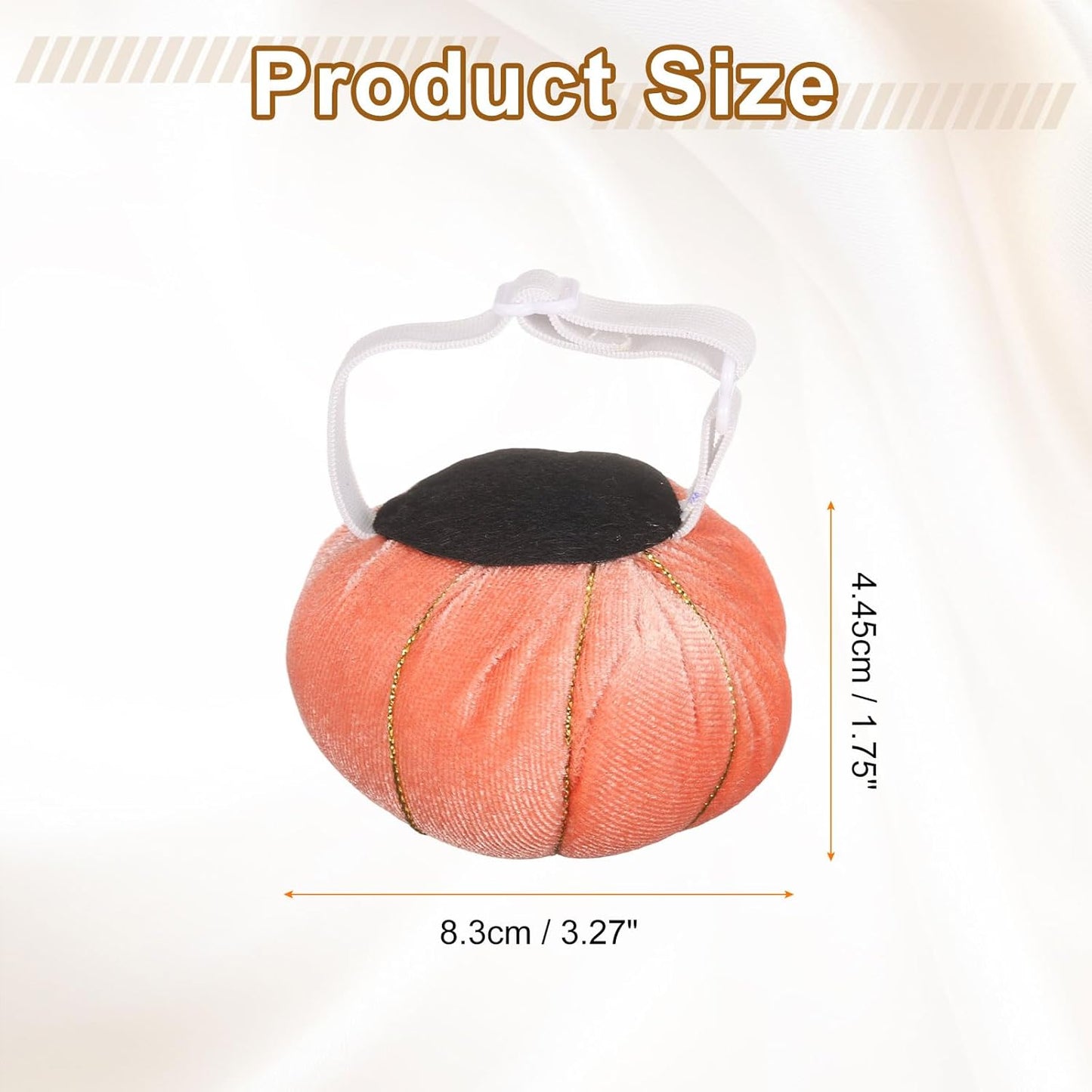 HARFINGTON Wrist Pin Cushion Wristband Sewing Pincushion Polyester Pin Holder Wearable Pumpkin Shaped Needles Wristband for Sewing Quilting Needlework DIY Crafts, Orange