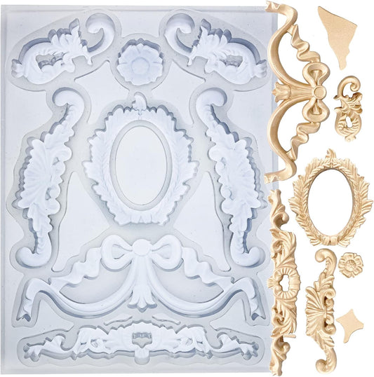 Art Mold for Polyclay Air Dry Clay Plaster, Wreath and Frame