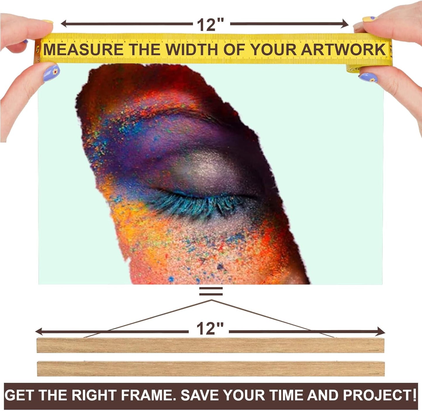 DACRI HOME Magnetic Poster Hanger Frame - Teak Wood, 12 inch Sturdy Magnetic Frame with Strong Magnets for Hanging Posters, Pictures, Scroll Wall Art, 12x16 12x18 12x24, Natural Wood