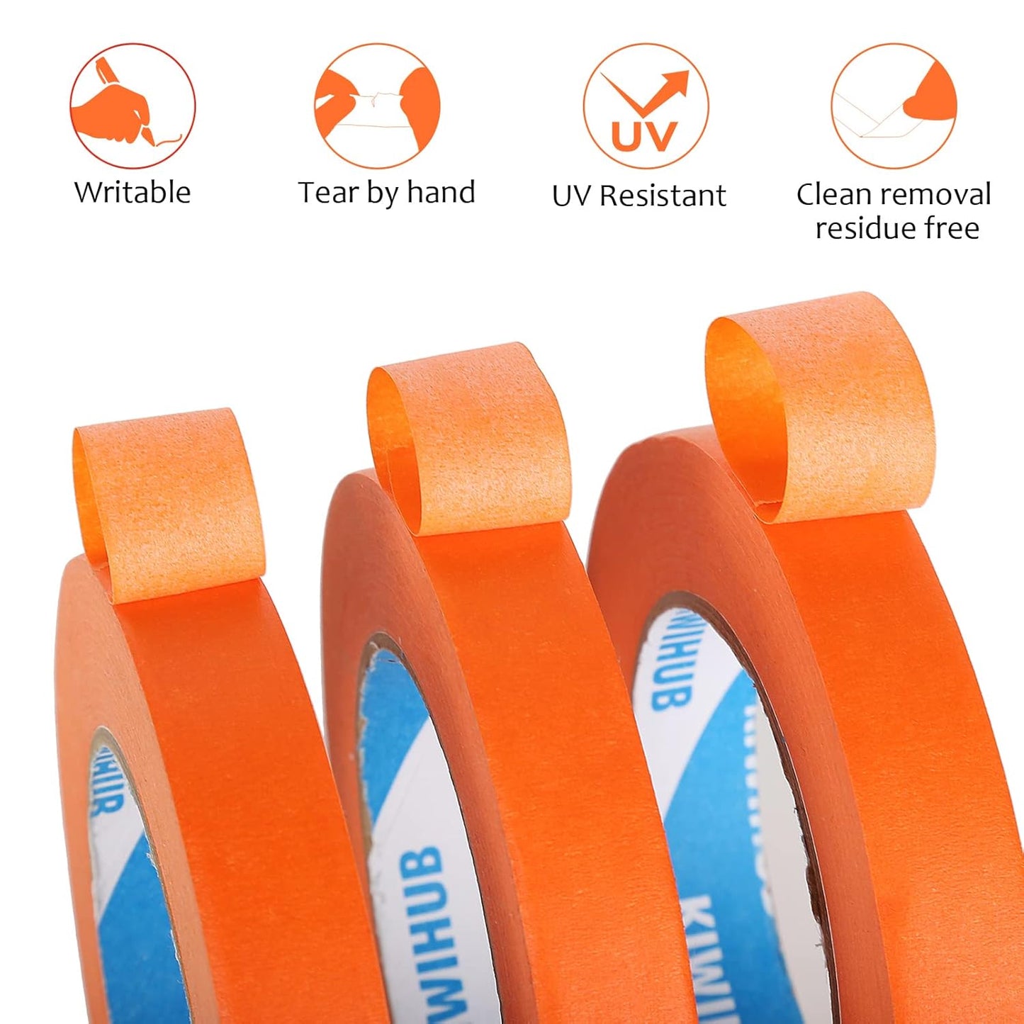 Orange Painters Tape,1 inch x 60 Yards x 5 Rolls (300 Yards Total) - Medium Adhesive Masking Tape for Painting,Labeling,DIY Crafting,Decoration and School Projects