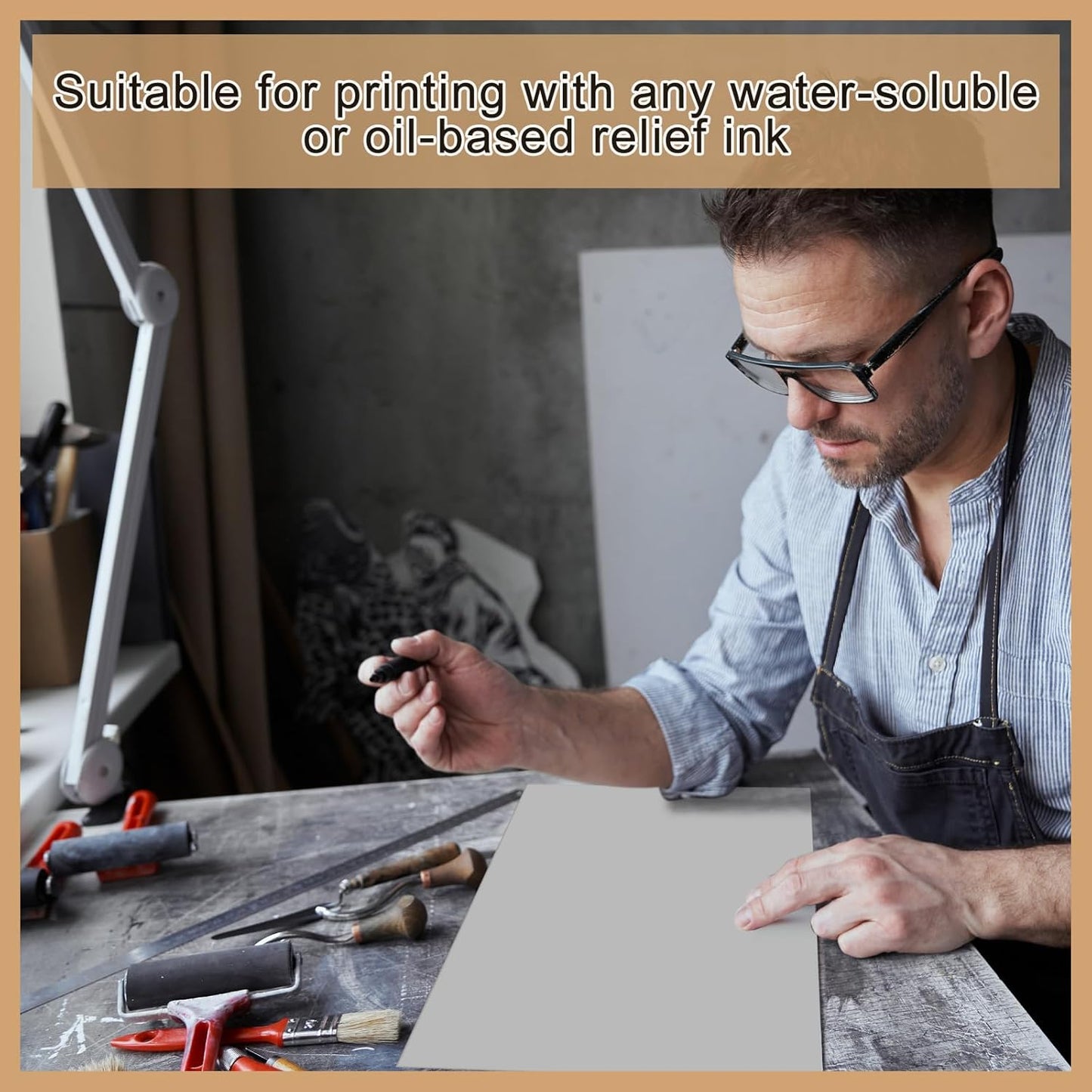 Yeaqee 2 Pcs 8 x 10 Inch Linoleum Block Rubber Carving Block Soft Linocut Blocks Large Linoleum Sheet Unmounted Lino Plates for Engraving Art Project Printmaking Artist Studio Supplies, Gray