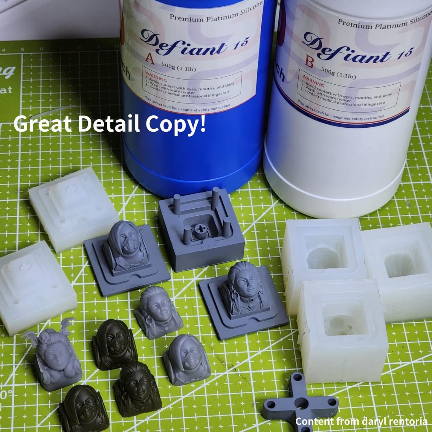 Siraya Tech Defiant 15 Platinum Silicone Mold Making Kit, Food Safe, Shore A 15 Hardness, Ideal for 3D UV Resin Projects, Easy Curing, No Coating Required, Durable, Versatile, 2.2 lb Set Clear