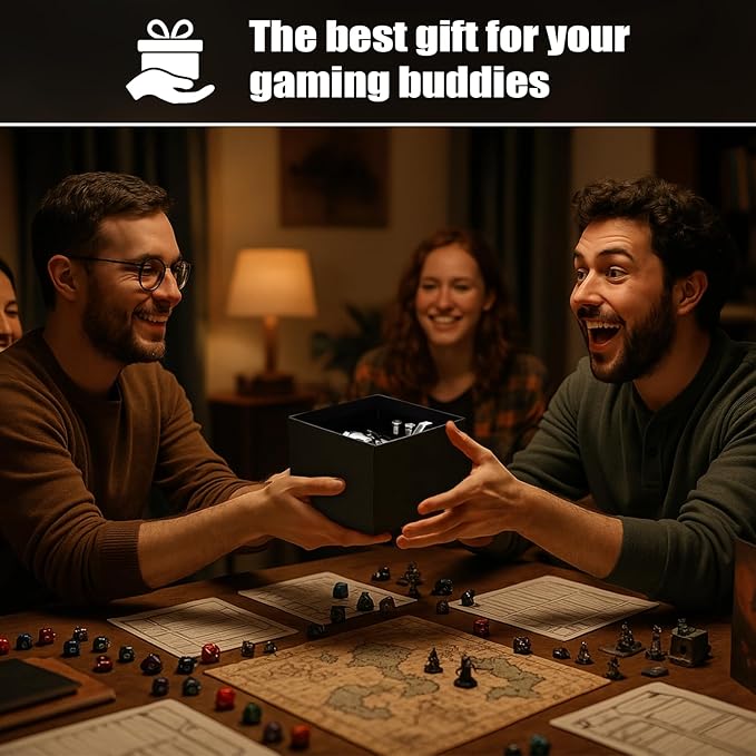 ASTRANOVA Metal Bullet Dice Set with Spinning Revolver Cylinder Holder for DND, Tabletop Games(Gunmetal Grey)