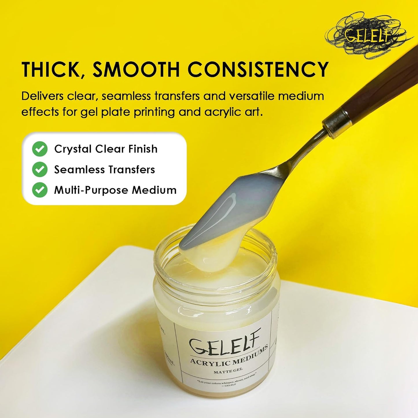 Acrylic Matt Medium, Transparent Acrylic Paint, Professional Matte Gel Medium for Gel Plate Printing Art, 280mL, 9.5-oz