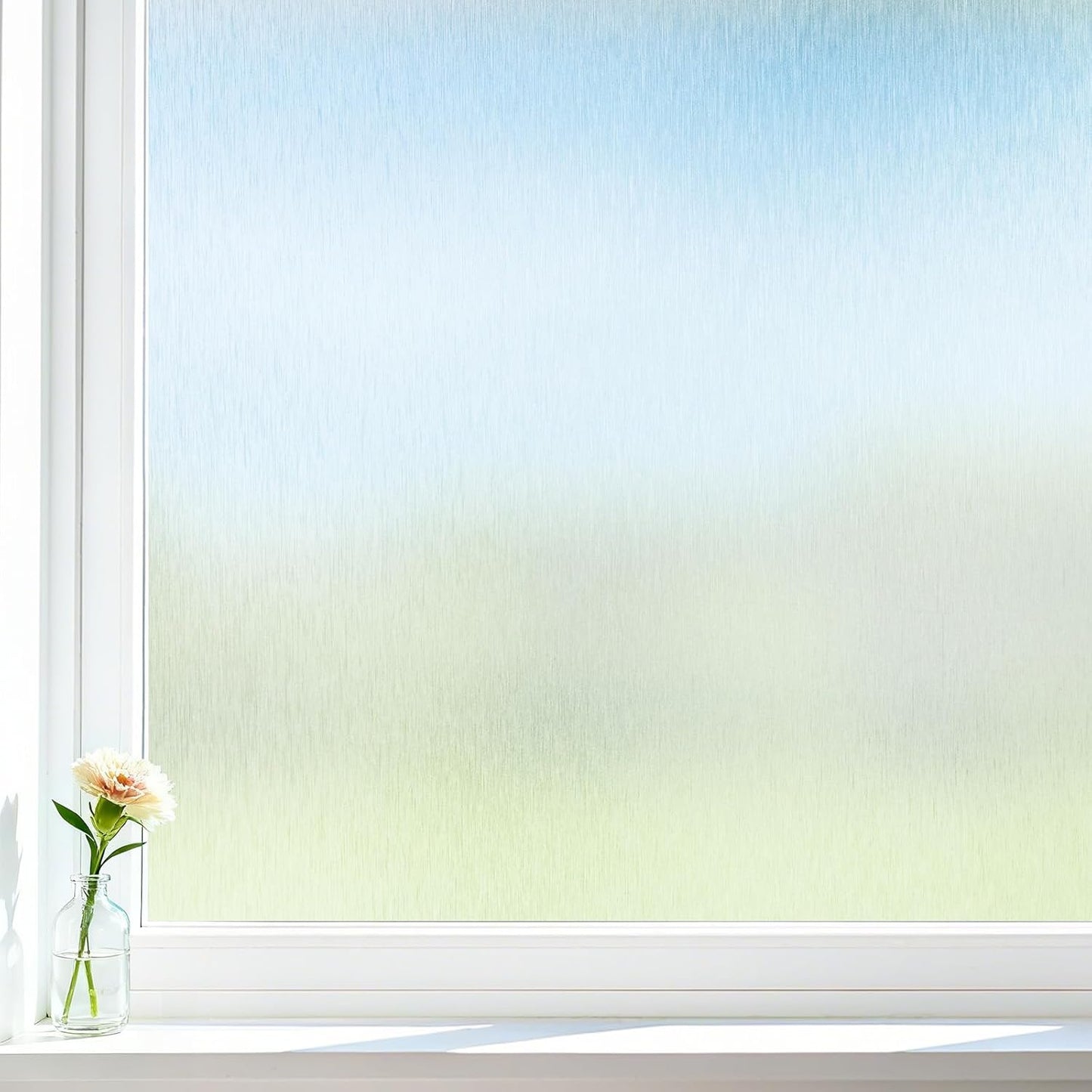 Borsky Frosted Glass Window Film - Static Cling, 96% UV Blocking Non-Adhesive Privacy Window Film, Removable Window Cling with Day & Night Privacy for Bathroom Home Office, 29.5 x 78.7 Inches, Pure