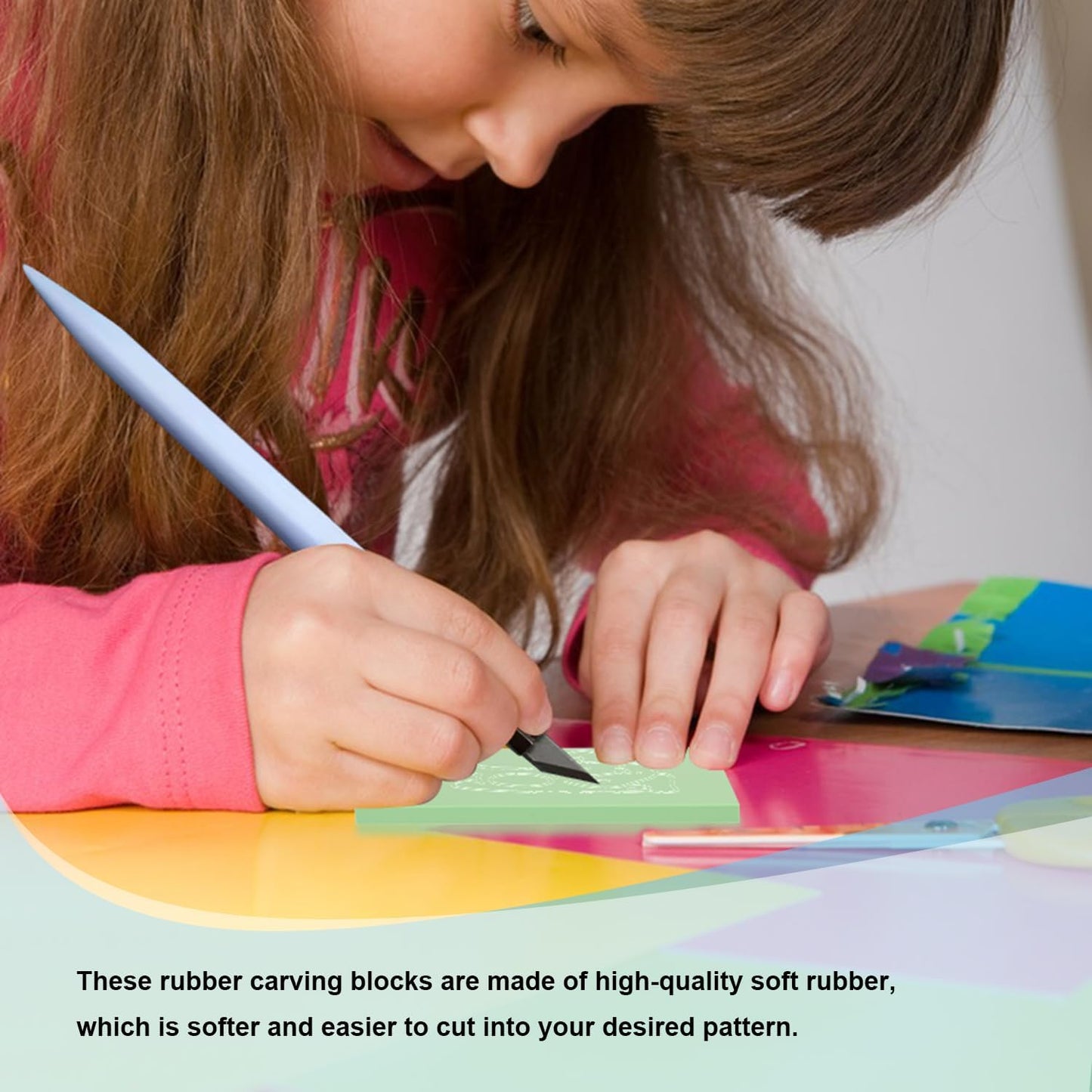 KUKLIPJIM 25 Pcs 4x6" Rubber Linoleum Stamp Carving Blocks for Printmaking, Artists, Crafts and More (Green)