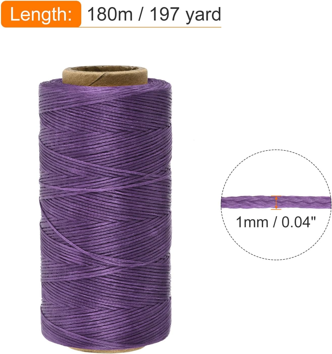 MECCANIXITY Waxed Thread,197 Yard 1mm 210D Flat Wax Thread Polyester Waxed String for Leather Sewing Hand Weaving Book Binding Home Decoration,Deep Purple