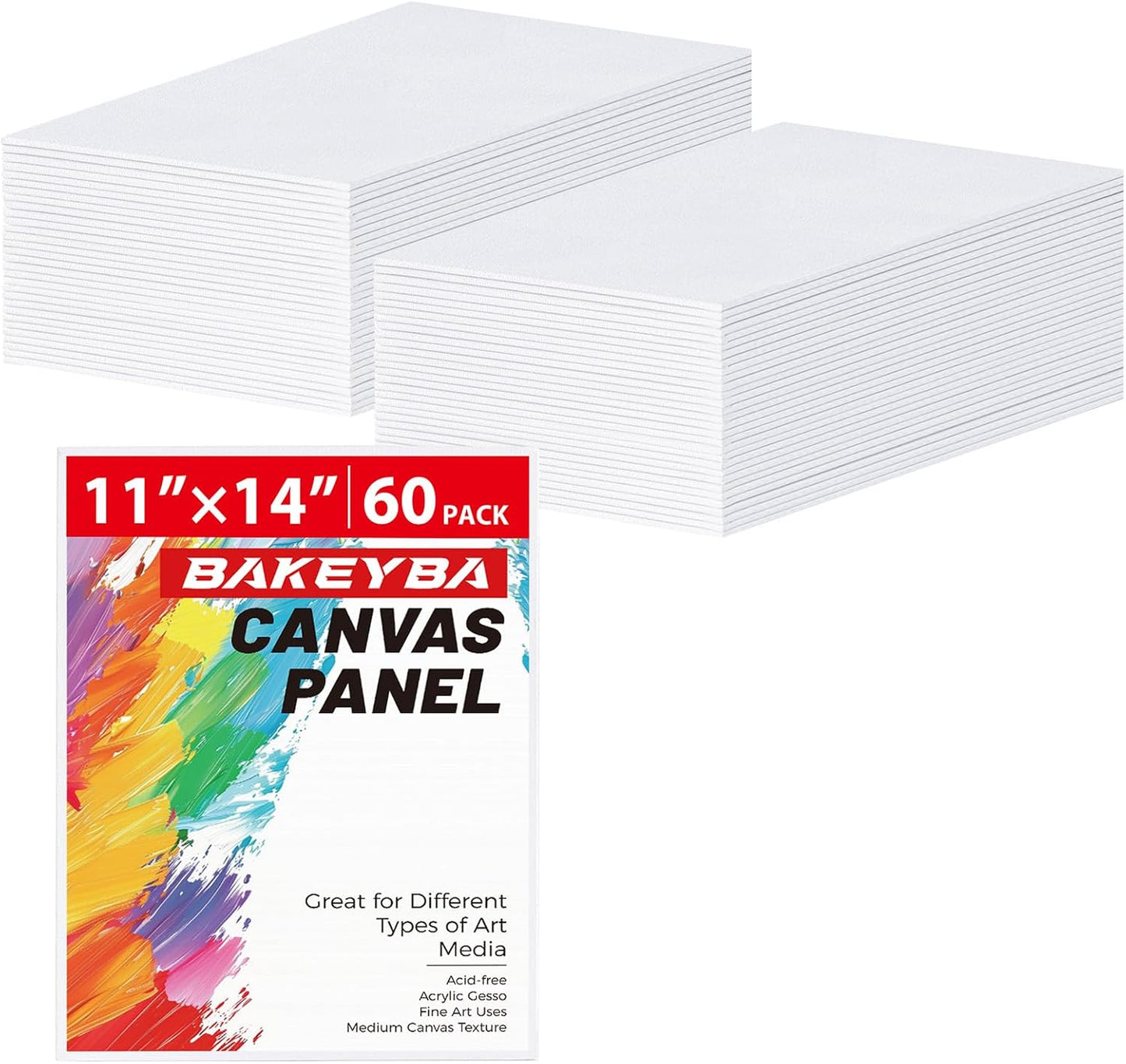 Canvas Boards for Painting 60 Pack, 11x14 Inch Canvas Panels White Blank 100% Cotton Art Supplies for Acrylics Oil Watercolor Tempera Paints
