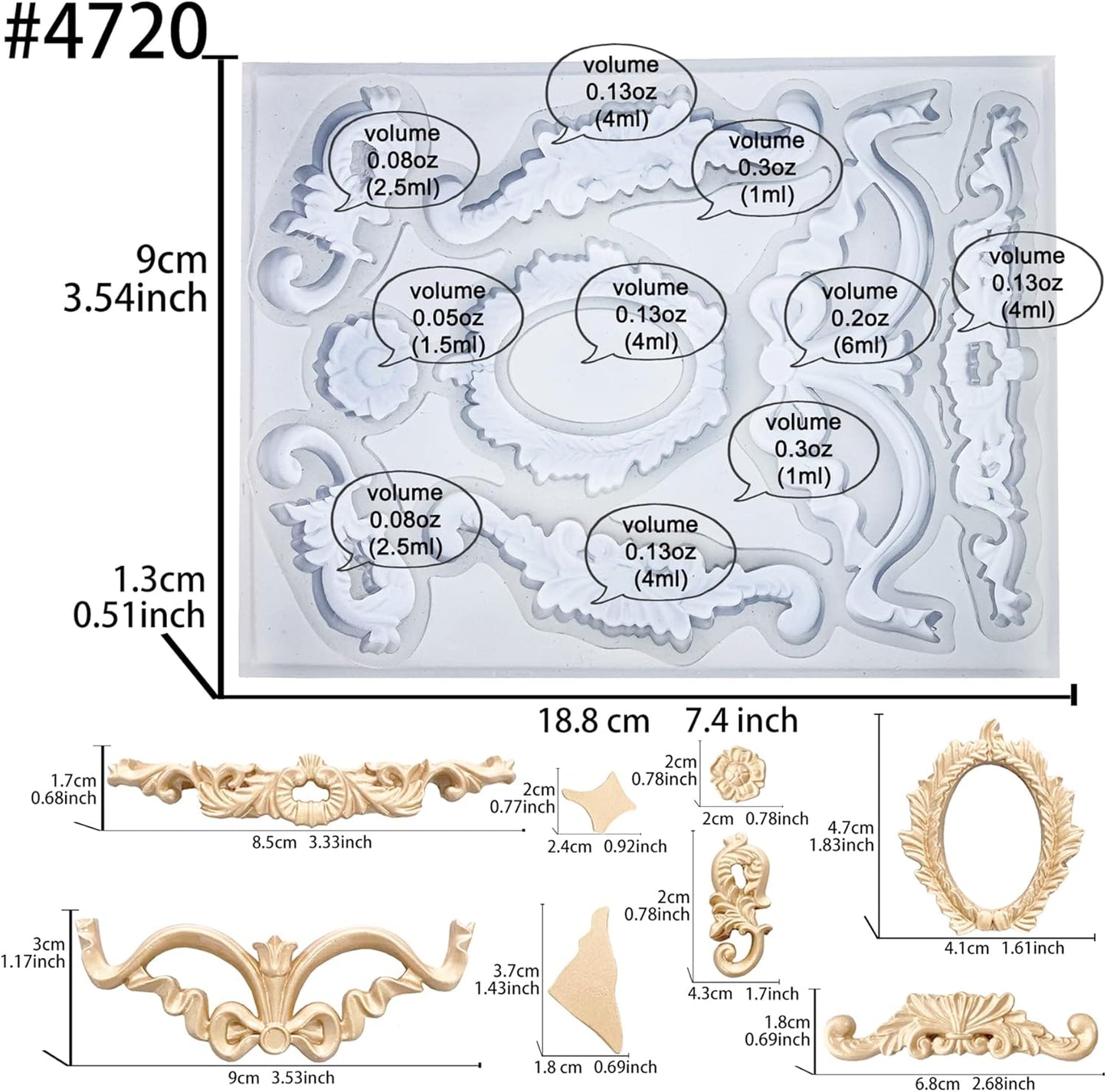 Art Mold for Polyclay Air Dry Clay Plaster, Wreath and Frame