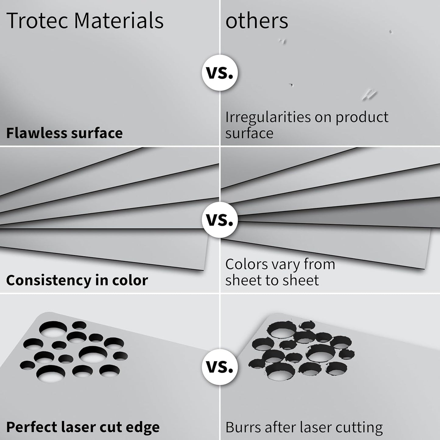 Trotec | Metallic Looking Acrylic Sheet | 12"x24"x1/16, 4 Pcs | Smooth Silver/Black | Metallic Finish - Scratch Resistant for Laser Engraving & Cutting,Printing,Glowforge,Name Plate | USA Made