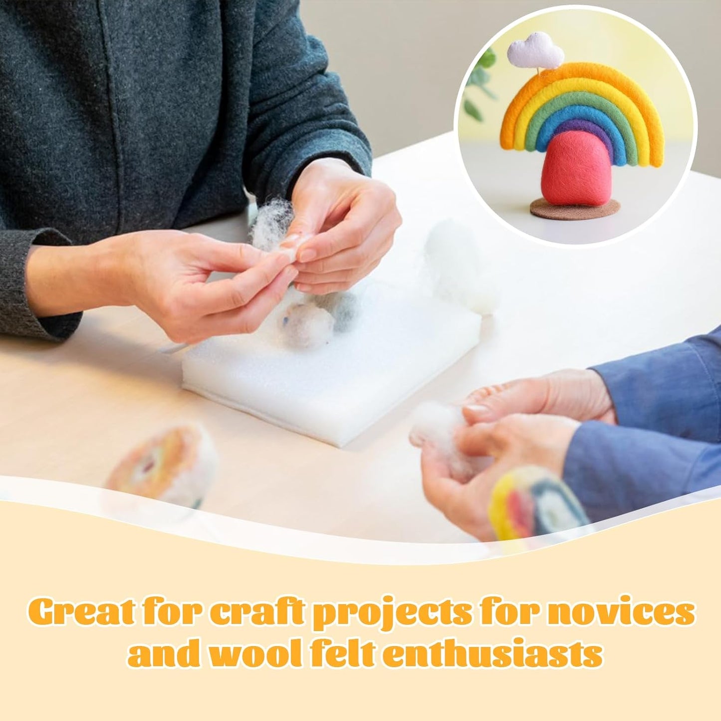 3.53oz Wool Roving Yarn, Wool Felting Supplies, Pure Wools, Chunky Yarn, Spinning Wool Roving for Needle Felting Wet Felting DIY Hand Spinning (Lavender)