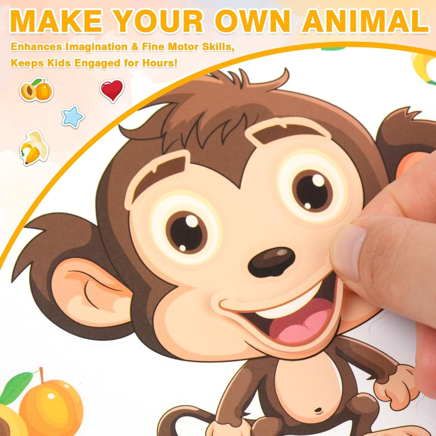 Aowplc 48 Pcs Make-a-Face Sticker Sheets for Kids 12 Animal Designs for Party Favors Crafts Activities & Goodie Bag Stuffers