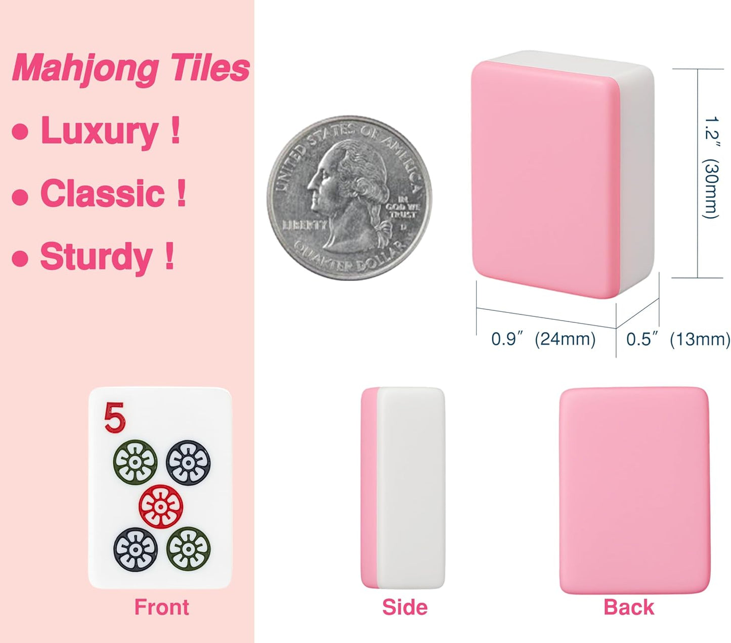 American Mahjong Tile Set – Complete 166 Tiles with Deluxe Accessories, 4 Racks, 100 Colorful Chips, Instruction Book & 1+3 Mahjong-Themed Storage Bags, Portable Mahjong Set for Family Fun & Holidays