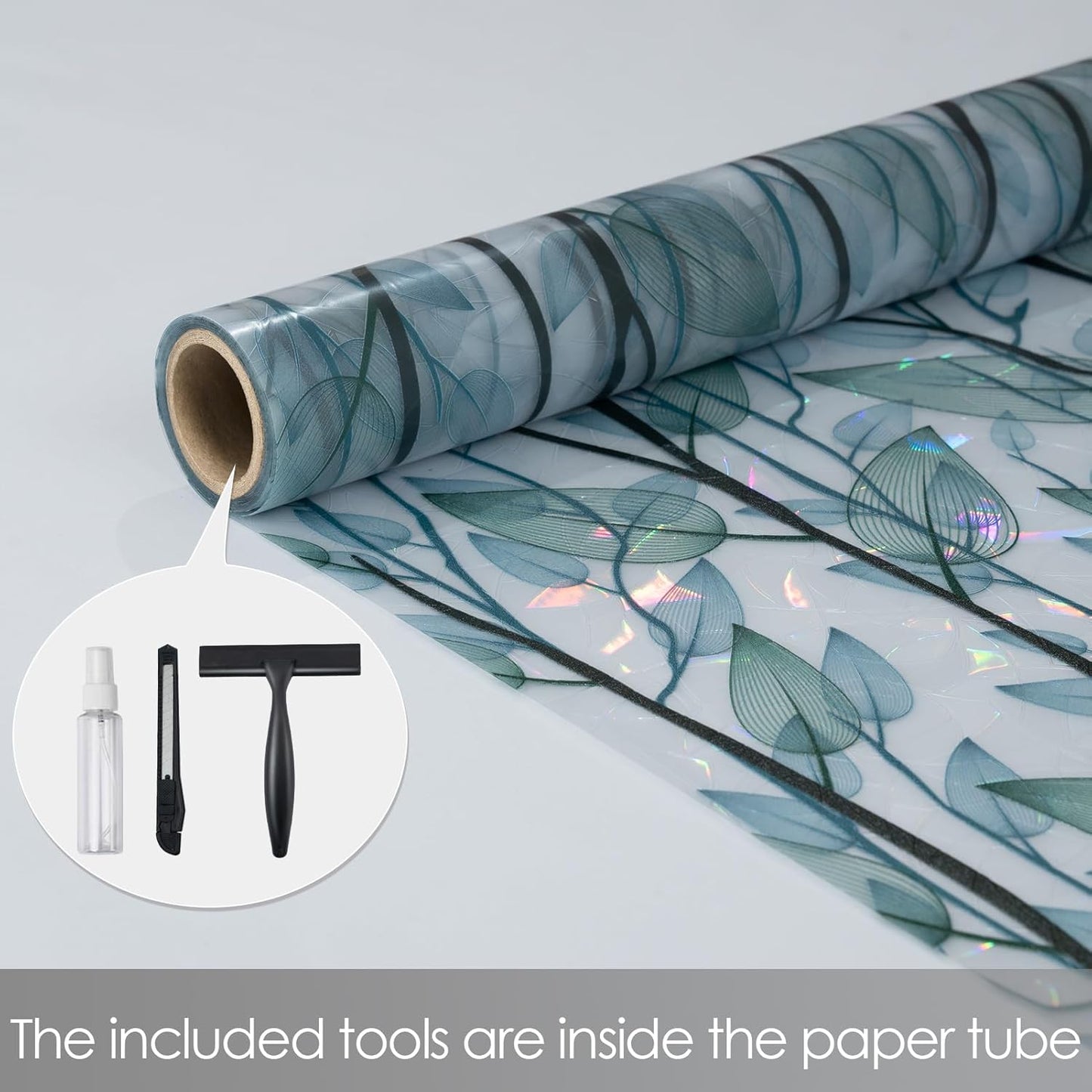 DKTIE Nature Pattern Rainbow Window Film Decorative Stained Glass Window Film Static Cling Films Easy Apply Removable Comes with Tools (U1747-rainbow, 35.4" x 78.7")