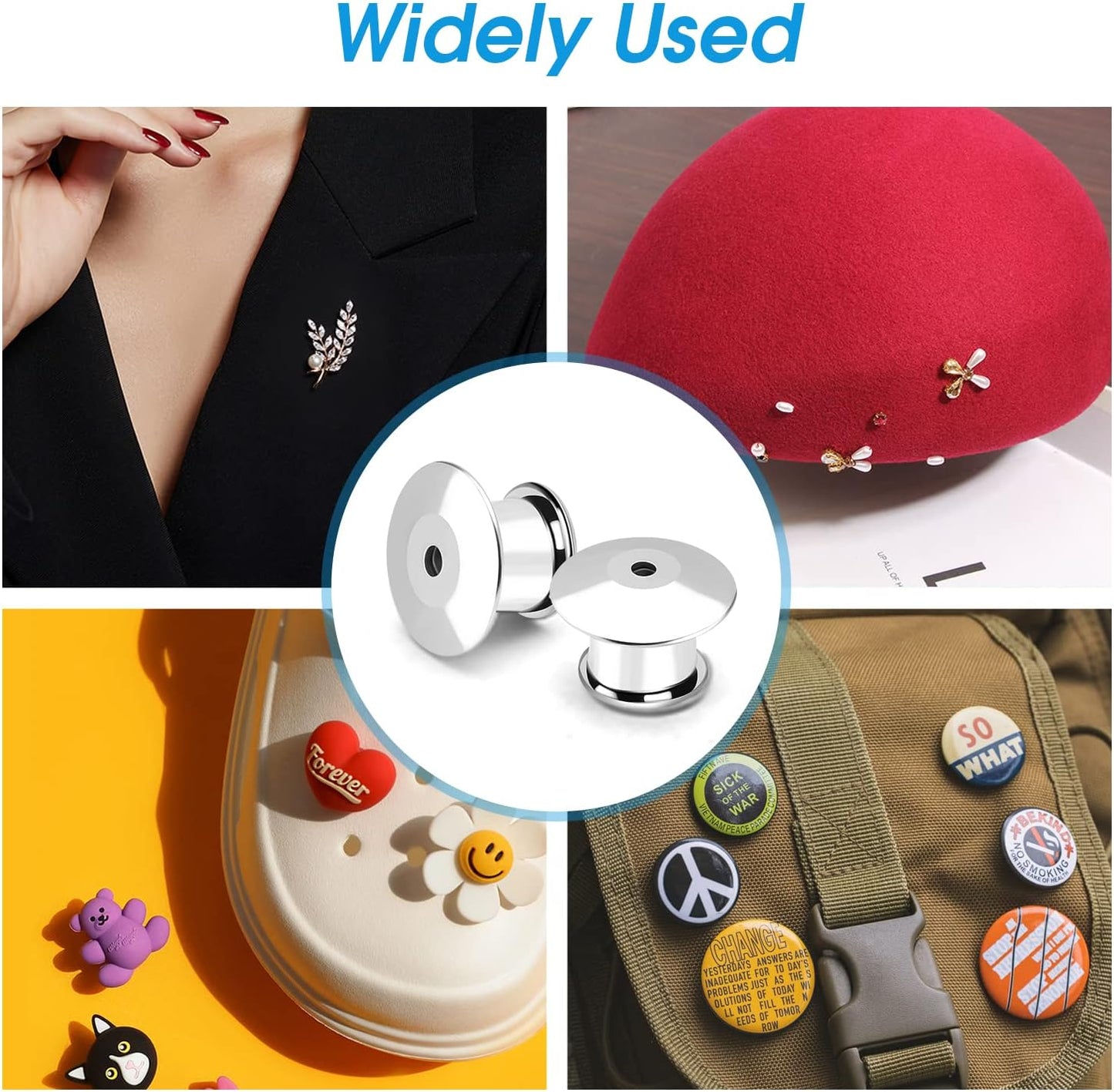 20PCS Locking Pin Back Locking Pin Keeper Clasp, Metal Pin Backing for Brooch Enamel Lapel Pin Lock