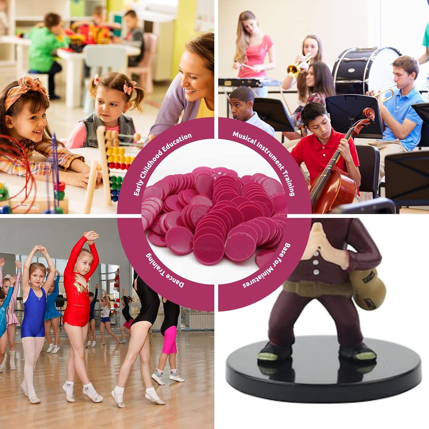 Set of 100 Opaque Plastic Learning Counters Mini Poker Chips Game Tokens with Storage Box (MediumVioletRed, 1.58 Inch)