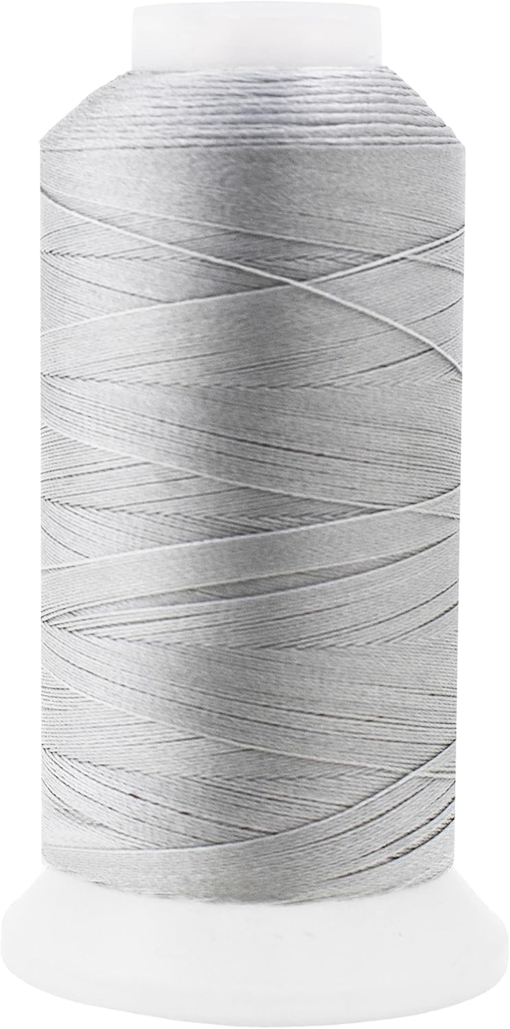 Mandala Crafts Silver Heavy Duty Thread - 1500 Yds Tex 70 Thread for Sewing Drapery Jeans Leather Hair - Bonded Polyester for Outdoor Marine Upholstery