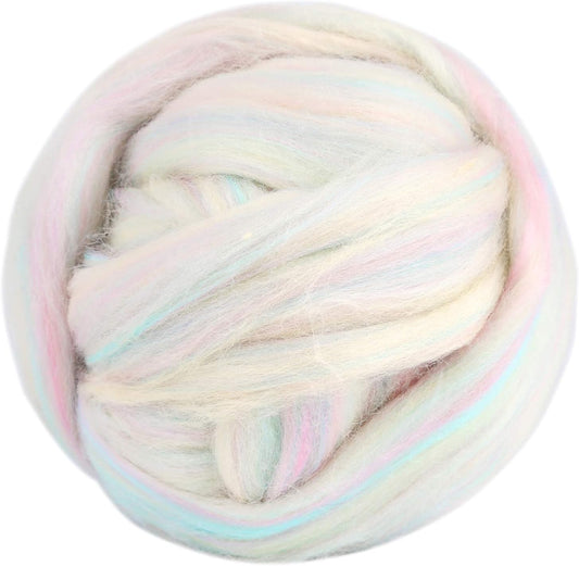 3.53oz Wool Roving Yarn, Fiber Roving Wool Top, Needle Felting Supplies, Pure Wools, Chunky Yarn, Spinning Wools for Needle Felting Wet DIY Hand Spinning (Multicolor)