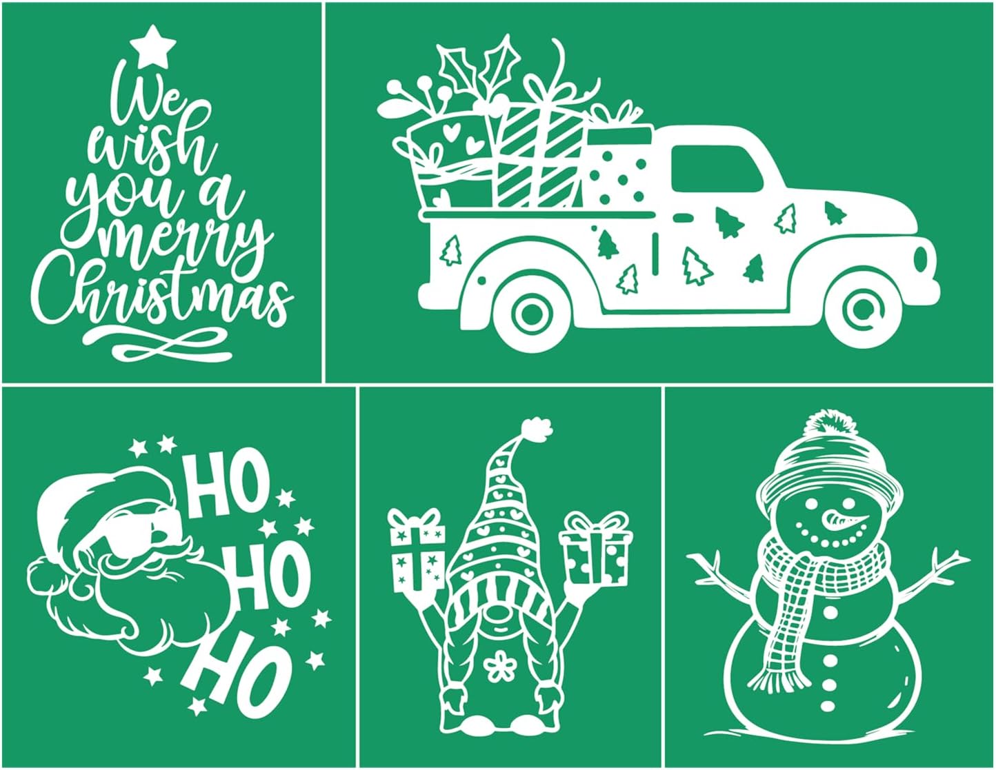 JAJADO Christmas Wish Silk Screen Stencils Reusable Self Adhesive Stencil Silk Screen Transfers Snowman Gnome Screen Print Stencil Holiday for Crafts on Wood, Fabric, Glass, Mug, DIY Christmas Decor