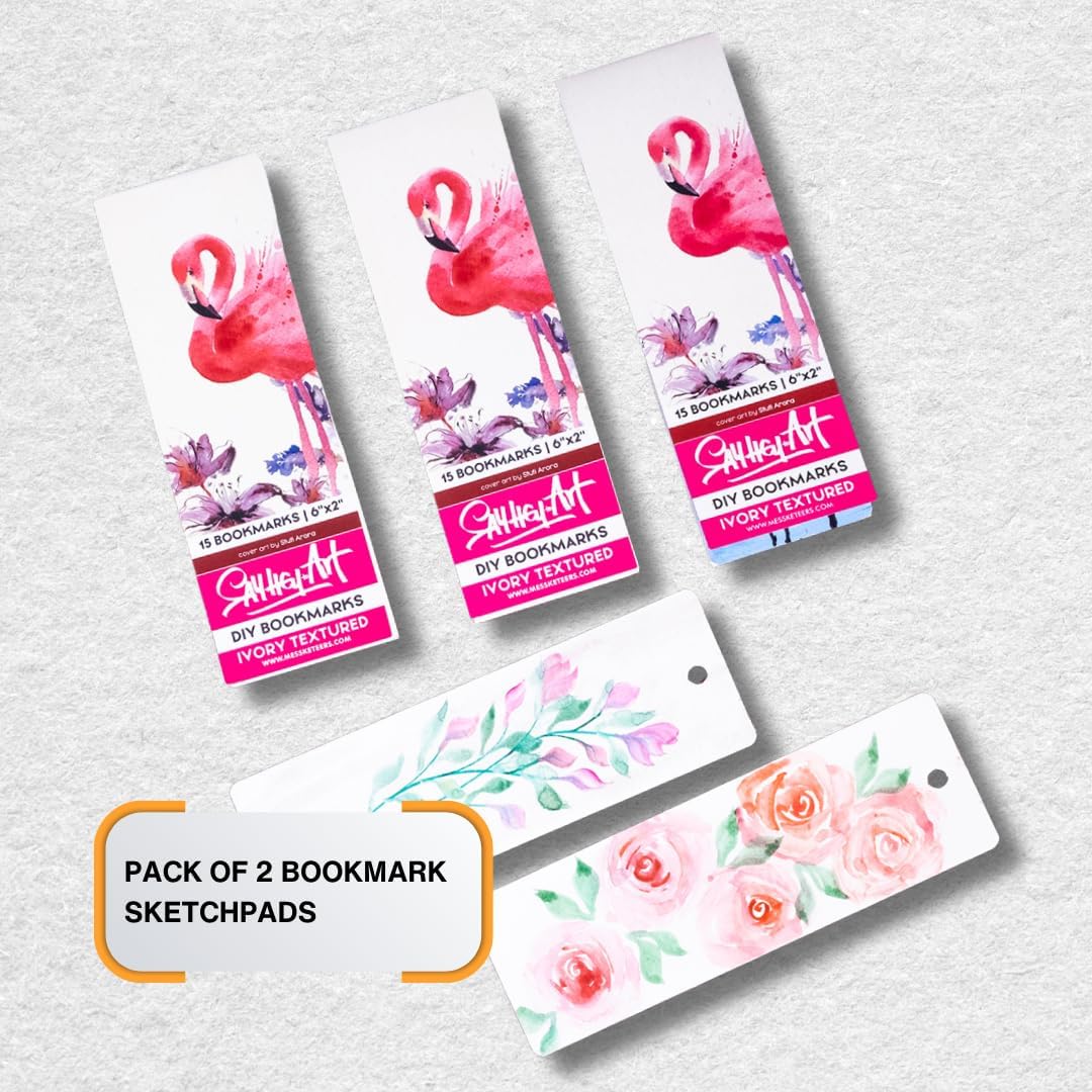 300 GSM Textured Ivory Bookmark Sketchpads for Acrylics & Inks, and Fine Arts - for Professional Artists (Pack of 2)