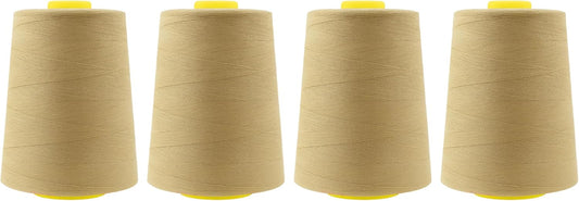 Mandala Crafts 4 Pack of Serger Threads Cones Spools - 20S/2 24000 Yards Polyester Khaki Threads for Sergers Machine and Overlock Quilting Sewing Machine