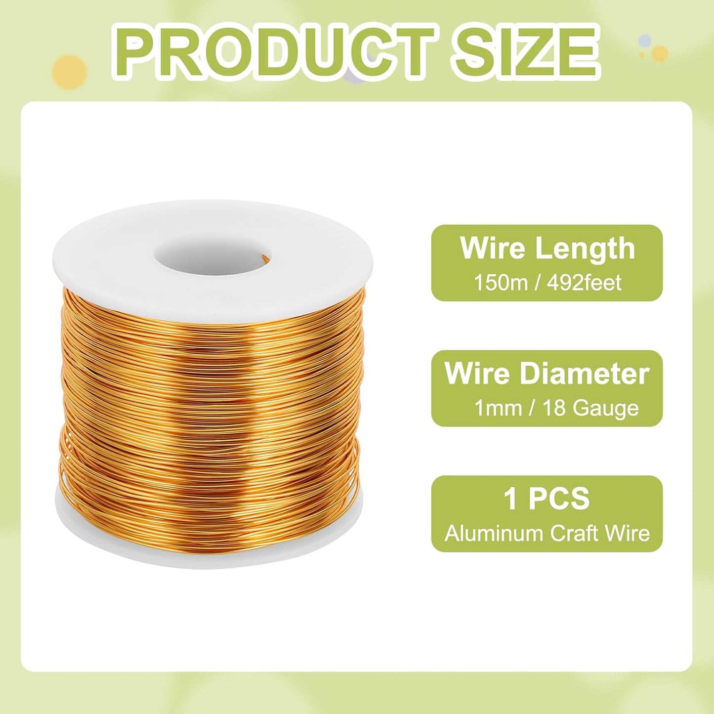 MECCANIXITY 20 Gauge Anodized Aluminum Craft Wire Bendable Bonsai Training Wire 771 Feet 0.8mm for Sculpting Crafts Wreath Floral Beading Jewelry Making, Yellow