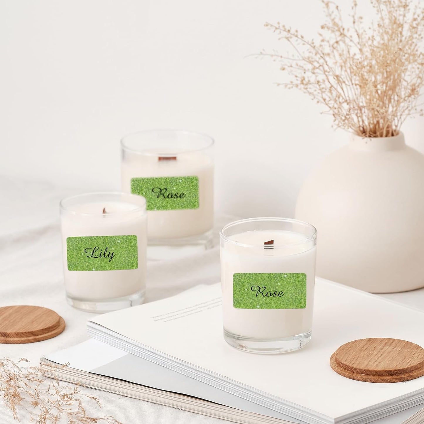 2"x1" Holographic Thermal Labels Stickers, Glitter Direct Thermal Printer Labels, Waterproof Self-Adhesive Address Shipping Label Stickers, 300 Sheet/ 1 Roll, Holographic Shiny Green