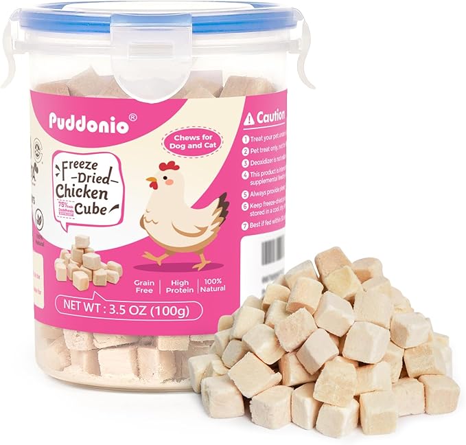 Freeze Dried Cats & Dogs Raw Treats, All Natural Single Ingredient Chicken Breast, High Protein Healthy Pet Training Treats or Food Topper, 3.5 oz