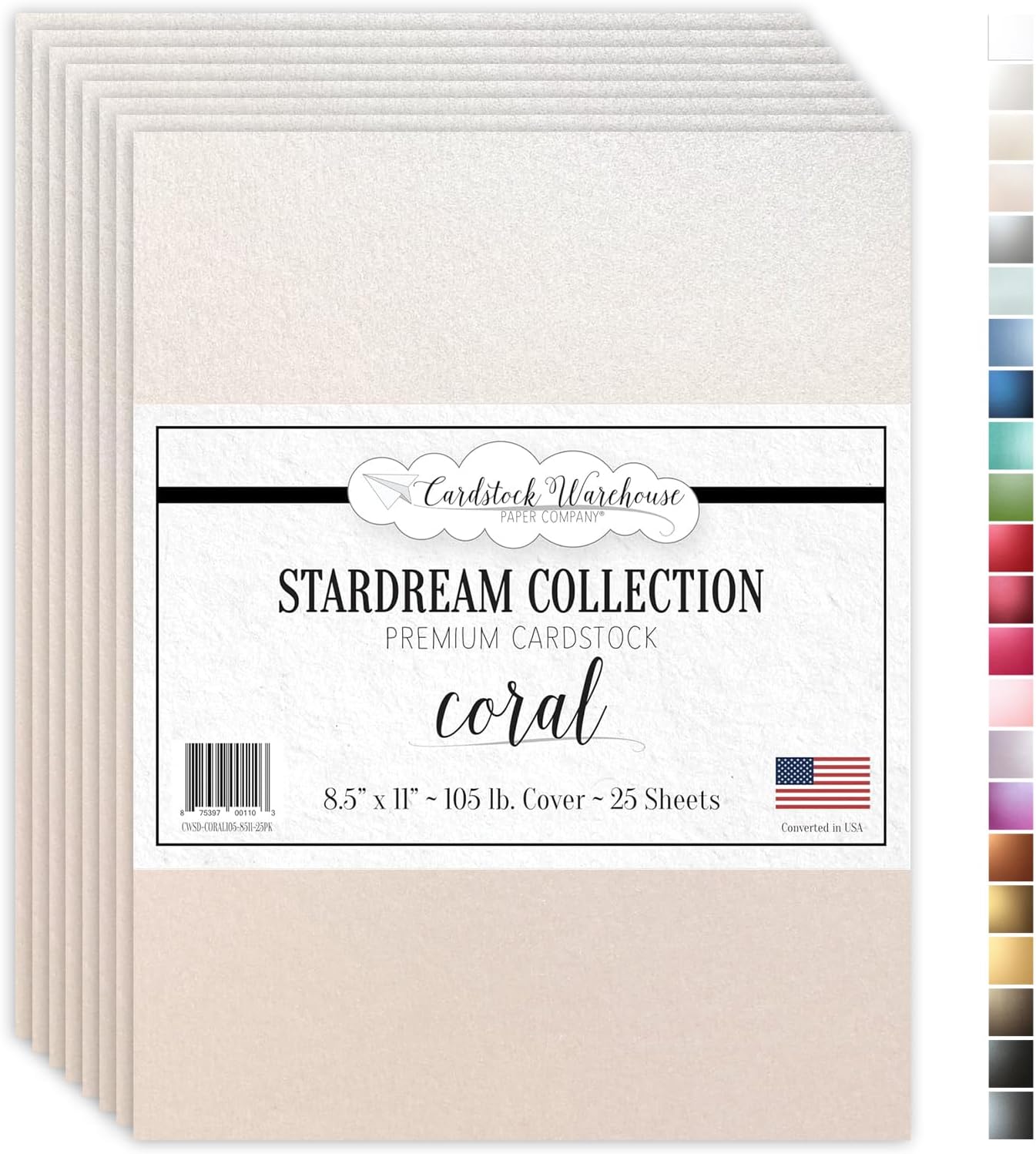 Cardstock Warehouse Stardream Coral Cardstock Paper - 25 Sheets, 8.5 x 11" – 105 lb / 284 GSM Premium Metallic Coral Card Stock for High-end Printing, Card Making, Die-cutting & DIY Projects