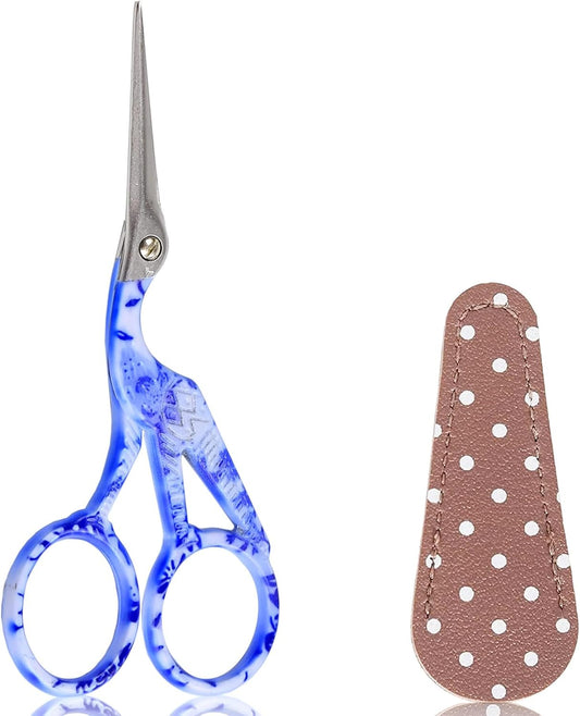 BIHRTC 4.5inch Crochet Scissors with Case Thread Embroidery Scissors Stainless Steel Sharp for Household Handicraft Needlework Threading DIY Art Handcraft Tool