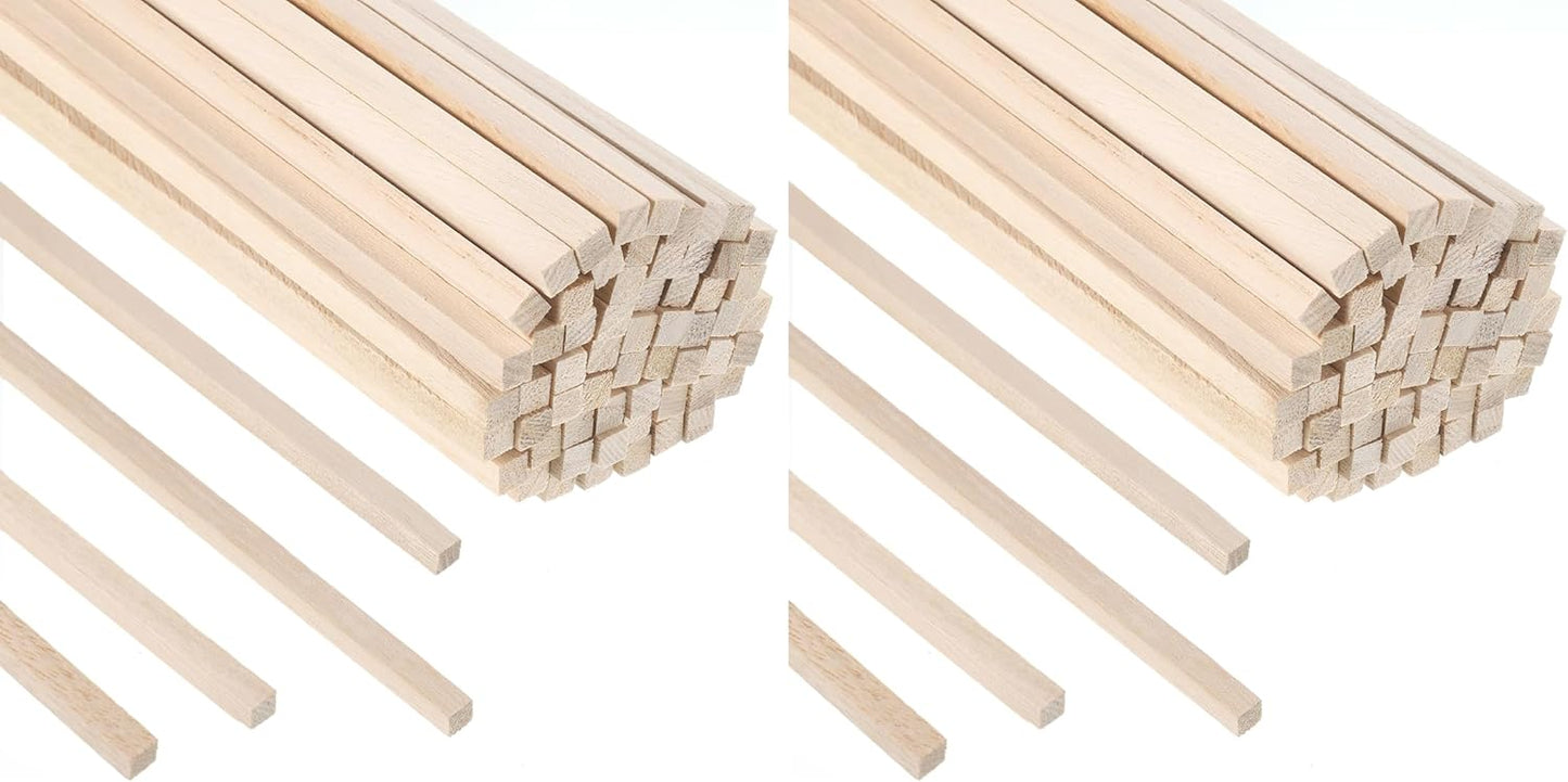 70Pcs 1/4" x 12" Balsa Wood Sticks, Square Dowel Rods Wood Furring Strips Hardwood Sticks for Crafts DIY Projects Models Making (Pack of 2)