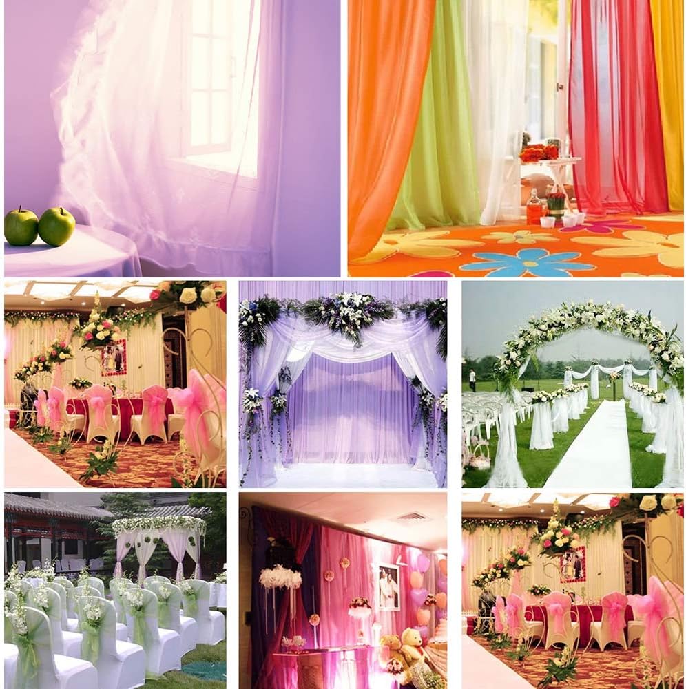 Crystal Organza Tulle Sheer Fabric Backdrop Curtains for Wedding Baby Shower Birthday Party Event Decor, 19” by 30 Yard (Ivory)