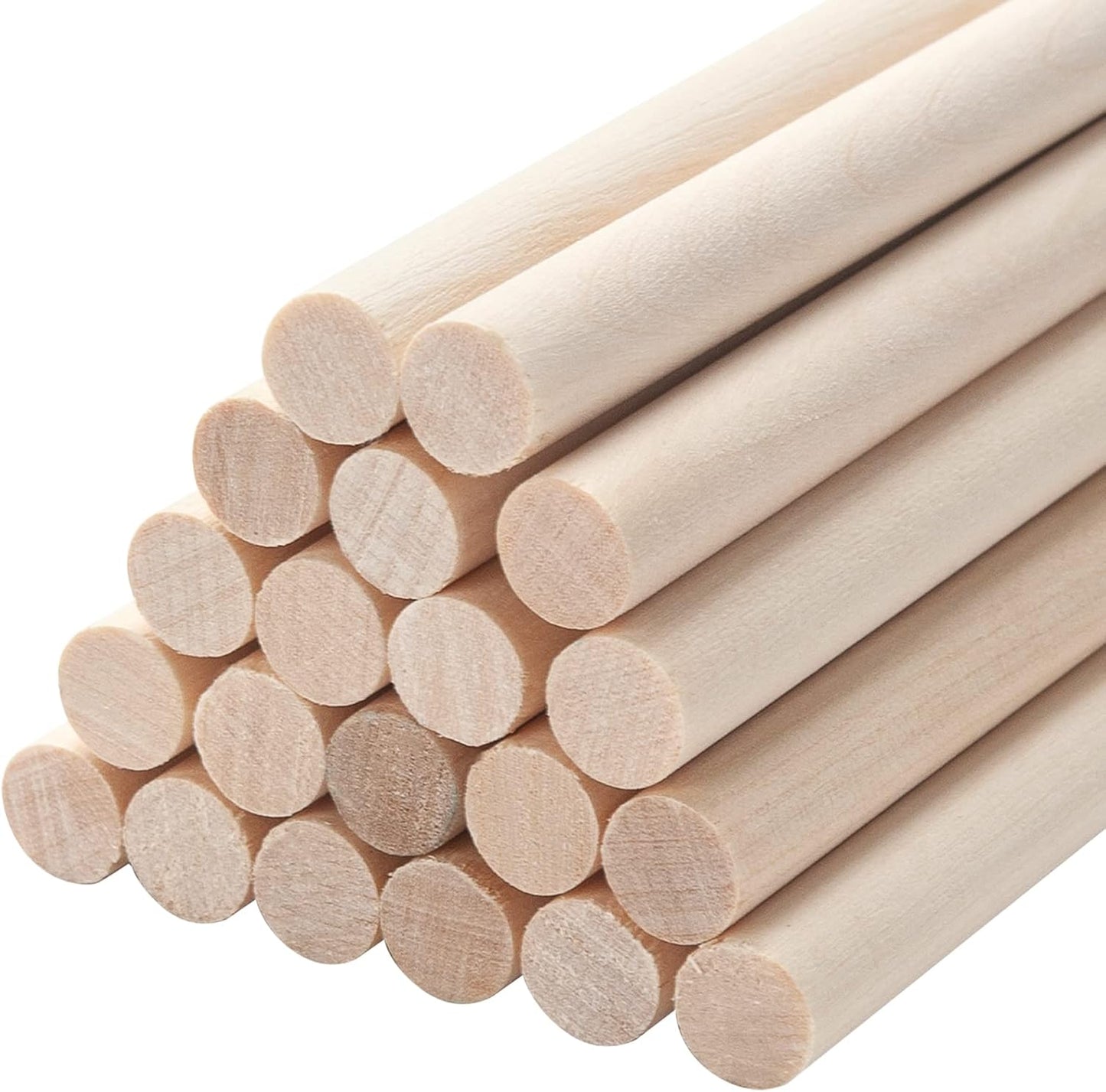 20 PCS Wooden Dowel Rods Wood Macrame Dowels 1/2x 12 inch, Round Wooden Sticks for Crafts, Unfinished Hardwood Sticks for Arts and DIYers, Crafting, Tiered Cake Support and Wedding Ribbon Wands