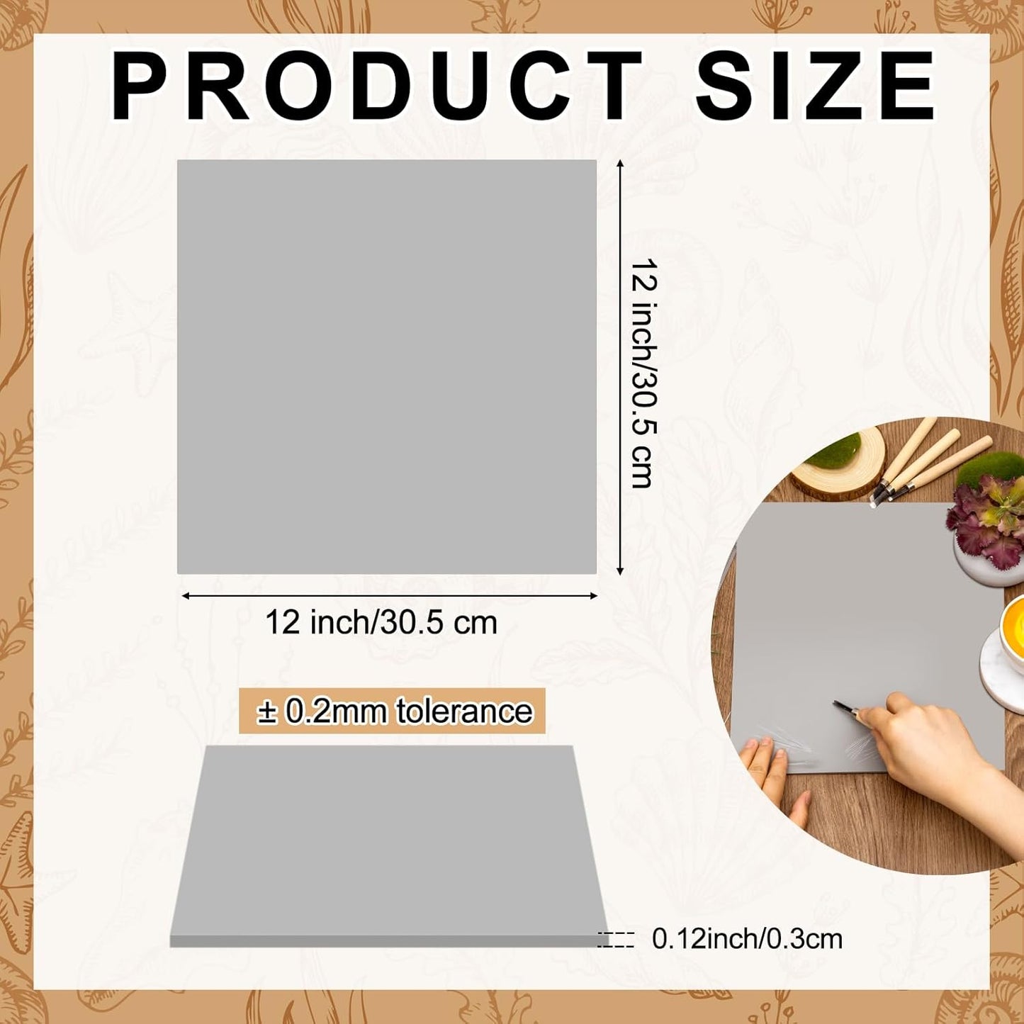 Yeaqee 12 Pcs Linoleum Block Rubber Carving Block Soft Linocut Blocks Large Linoleum Sheet Unmounted Lino Plates for Engraving Art Project Printmaking Artist Studio Supplies (12 x 12 Inch,Gray)