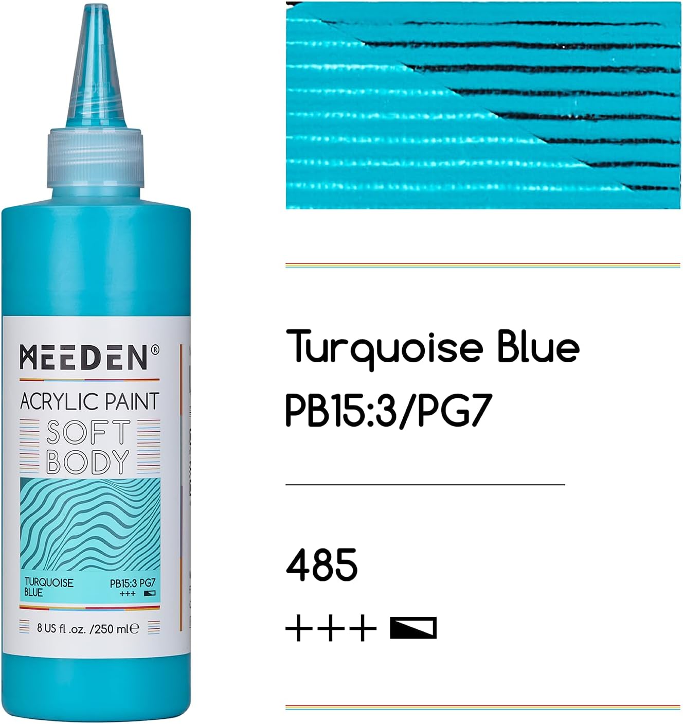 MEEDEN Turquoise Blue Acrylic Paint: Matte Finish 250ml/8.45oz Soft Body Bulk Acrylic Colors in Matte Finish - Fluid Flow Art Paints for Artists Canvas Painting