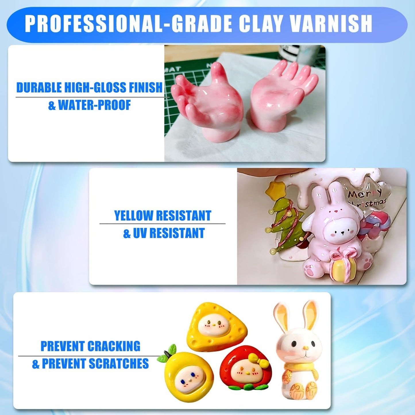 Air Dry Clay Glaze, Air Dry Clay Varnish, Polymer Clay Glaze, High Gloss Clay Sculpture Sealant for Air Dry Clay Pottery Waterproof Scratch Resistant Varnish for Clay (60ML X 2Pack)