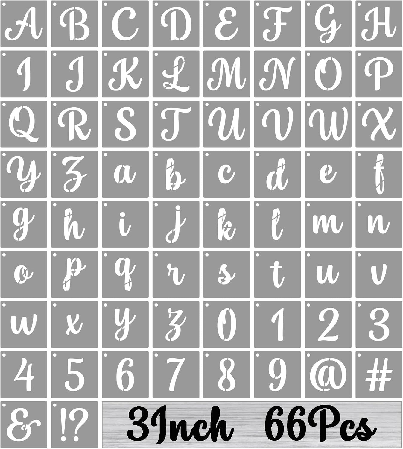 BAMIDELE 3 Inch Alphabet Letter Stencils for Painting, 66 Pcs Reusable Plastic Calligraphy Letter Stencils and Numbers Template Kit for Painting on Wood, Chalkboard, Fabric, Door Porch, Wall Art