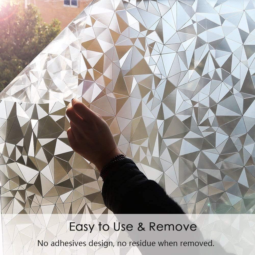 Niviy 3D No Glue Static Cling Window Films Privacy Cut Glass Window Sticker for Bathroom Office Kitchen Window Decor 23.6"x 78.7"