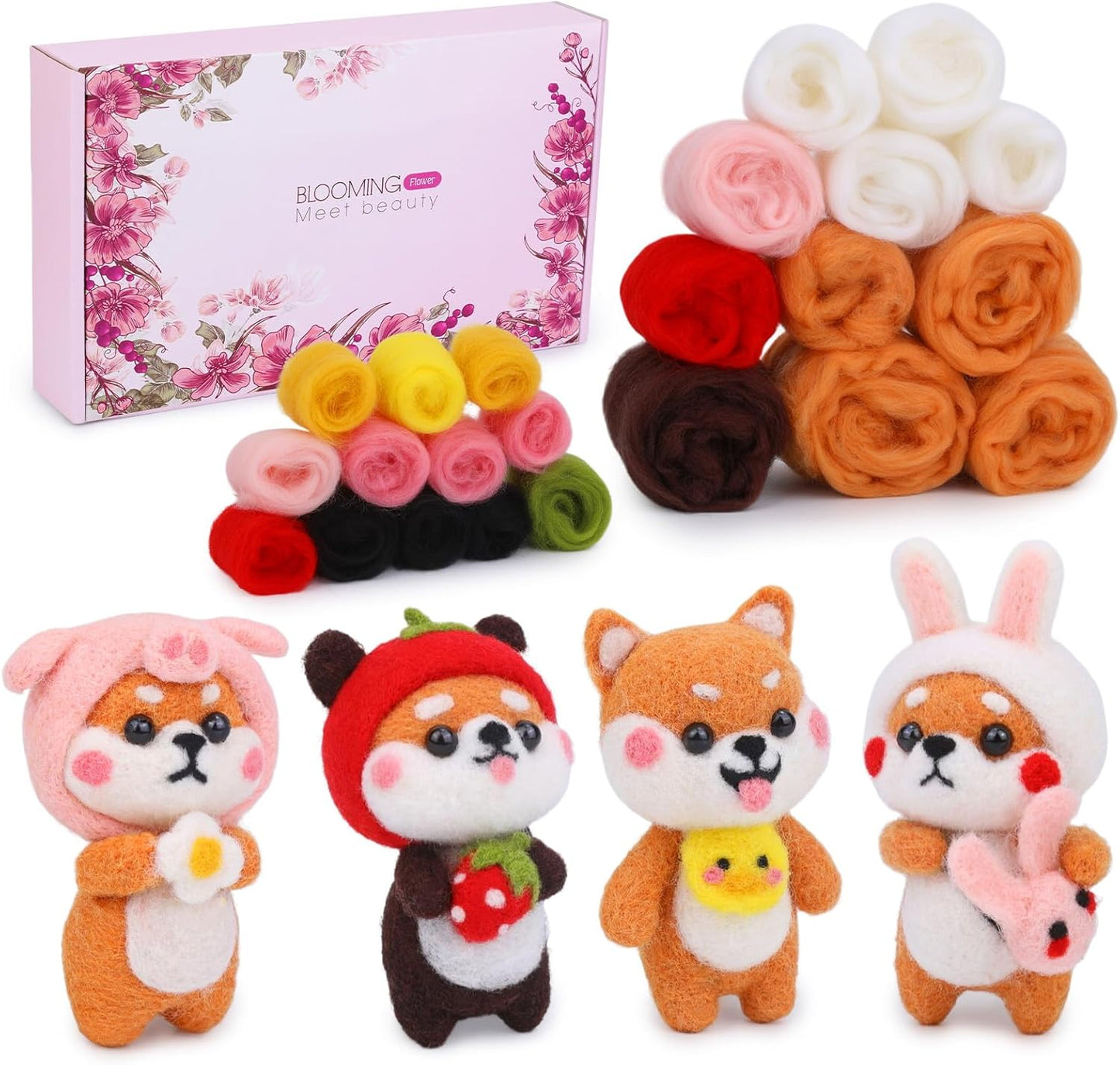 UOOU Needle Felting Kit for Beginners, Wool Felting Kit with 6 Pcs Colorful Needle Felting Needles and Instructions, Wool Felting Supplies for Adults