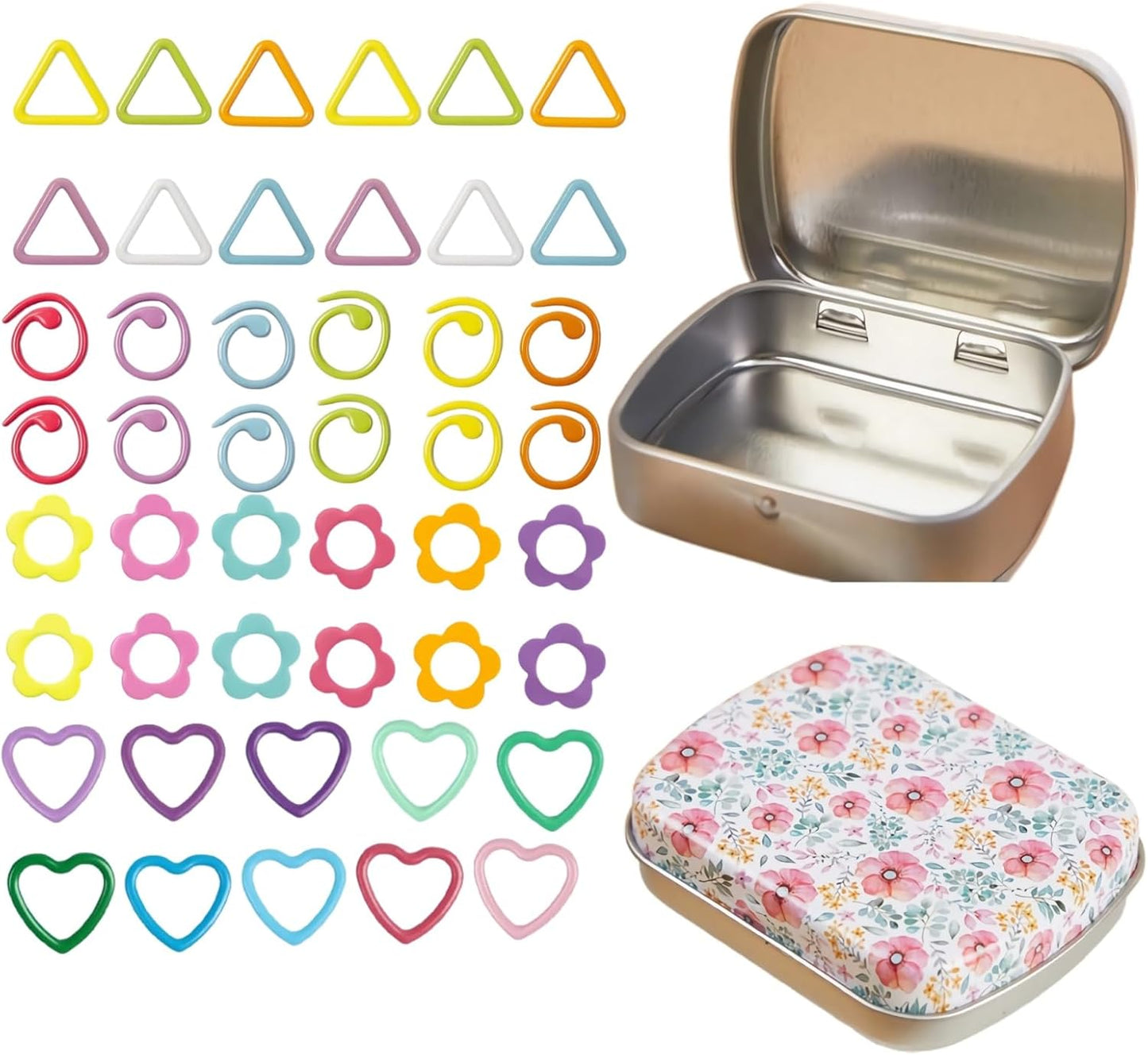 Hilsayum 80Pcs Stitch Markers for Crocheting and Knitting,4 Shapes Colorful Crochet Stitch Markers with Box