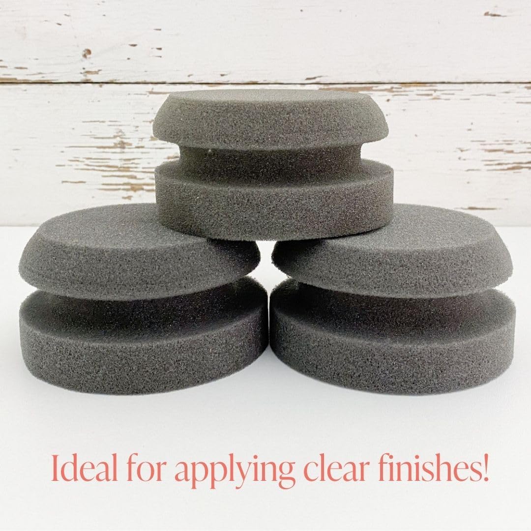 Chalk Style Painting Sponges - Set of 3-4” Round Reusable Handheld Sponge for Smooth Furniture Paint & Top Coat Application with No Brush Strokes - Washable Multi-Use Paint Applicator