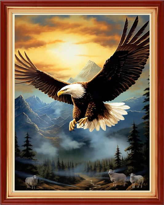 Funchey Stamped Cross Stitch Kits, DIY Cross Stitch Pattern for Adults Beginners Needlepoint Kits Embroidery Kit Arts and Crafts 11CT-Sunrise Eagle 16x20 inch