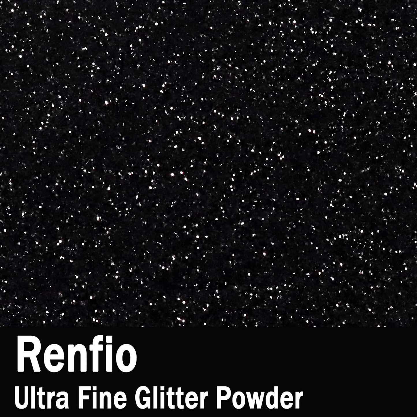 Renfio Ultra Fine Metallic Resin Glitter Powder 2.11 Oz (60g) PET Flakes Crafts Sequins 1/128" Black Glitter Epoxy Chips Flakes for Tumblers Slime Halloween Decorations - Deep Black