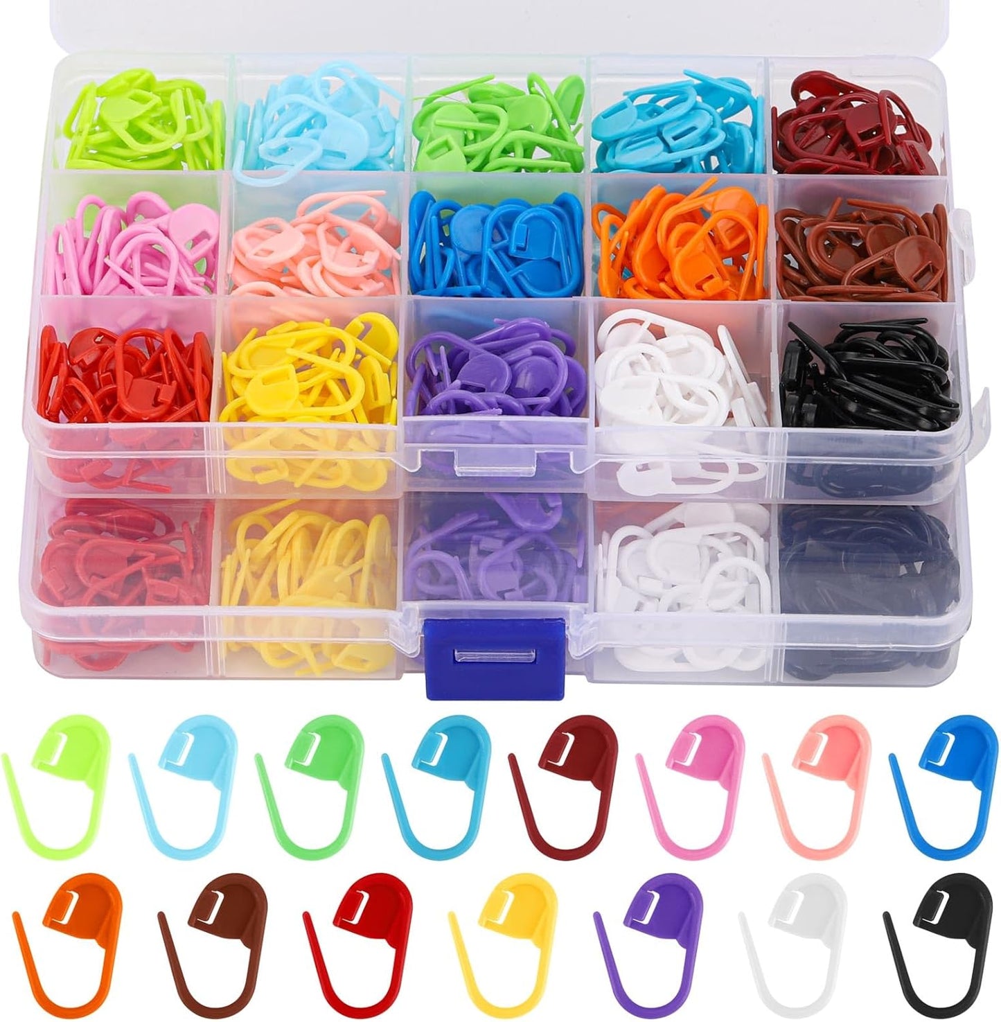 600Pcs Stitch Markers for Crocheting,15 Colors Crochet Stitch Markers for Knitting and Crafting